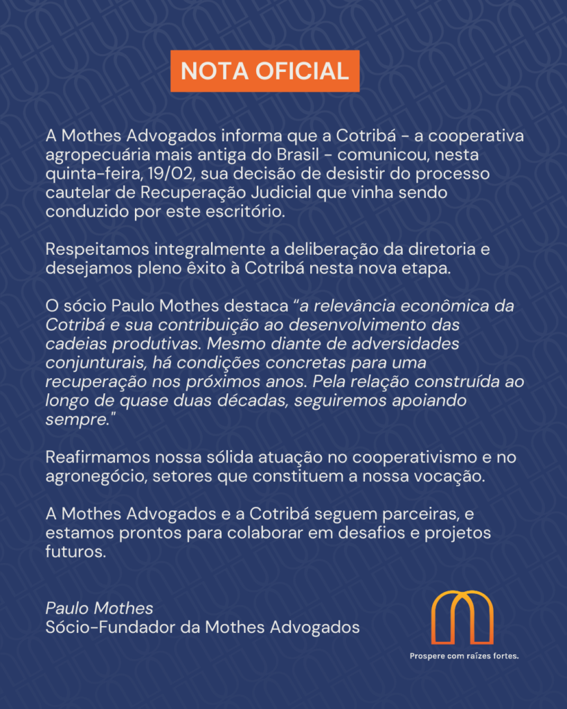 Nota oficial - Cotribá